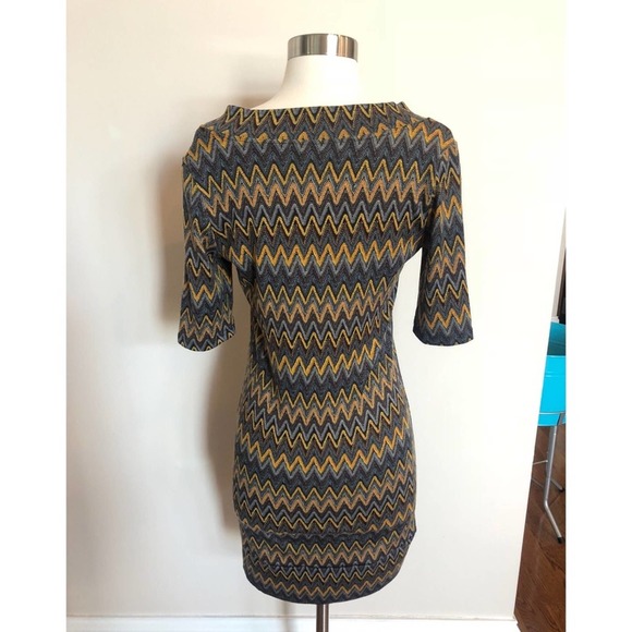Derek Heart Dress Womens Form Fitting Aztec 3/4 Sleeve V Neck Mini Large - Picture 4 of 8